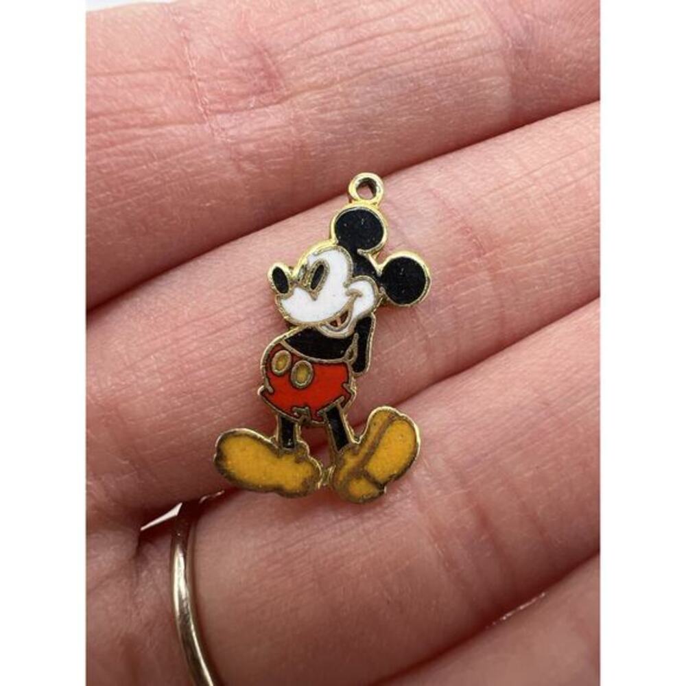 Vintage Mickey Mouse Enamel Metal Charm Walt Disney Made In Taiwan